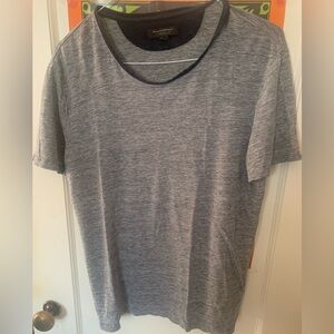 Lovely Banana Republic Grey Performance Linen T-Shirt W/Black Trim SZ Large
